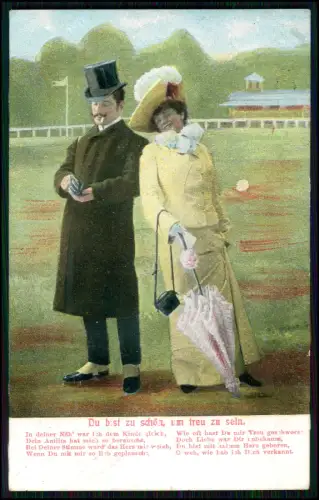 5x AK Liebespaar Mode 1900er Jahre - Du bist zu schön, um treu zu sein 1907 gel.
