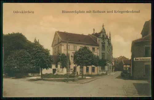 AK Odenkirchen Mönchengladbach - Bismarckplatz Rathaus Kriegerdenkmal 1905 gel.