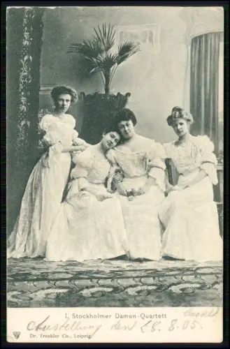 Stockholmer Damen Quartett - Künstlerkarte Sängerinnen Dr. Trenkler Leipzig 1905