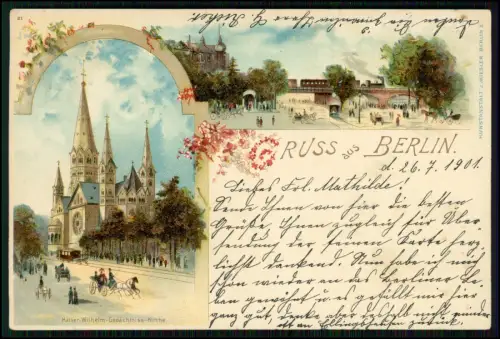 2x AK Berlin Kaiser Wilhelm Gedächtniskirche Zoologischer Garten Litho 1901 gel.