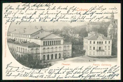 2x AK Coburg, Theater Palais Edinburgh, Stadtansicht repräsentative Gebäude 1903