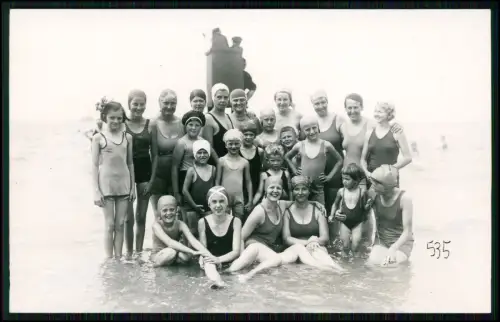 3x Foto AK Insel Norderney - Gruppe von Badegästen Damen Badeanzug Kinder 1930er