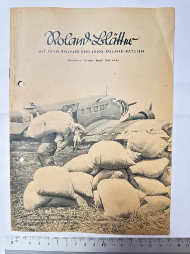 Heft - Roland-Blätter - 1942 Cover Flugzeug Junkers Ju 52 - Nachschub vom Himmel