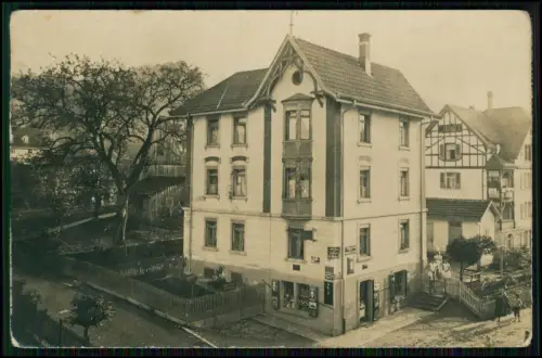 Foto AK - Wohn- Geschäftshaus 1900-10 - Dorf in BW bei Stuttgart - 1910 gelaufen