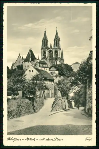 Meißen Blick nach dem Dom Albrechtsburg - Stengel Foto AK gelaufen 1942 Feldpost