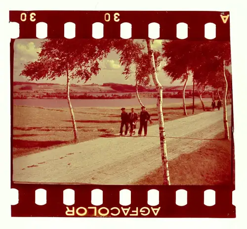 3x Orig. Agfacolor Dia - Marine Landstraße See Pommern Danzig Gdańsk Polen 1939