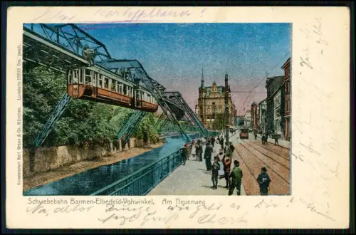 Wuppertal Schwebebahn Barmen Elberfeld Vohwinkel Am Neuenweg Luna Karte 1904 gel