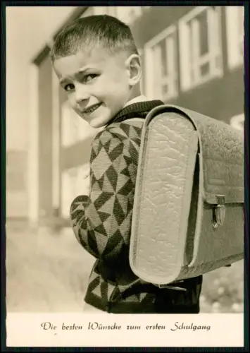 2x Foto AK - Junge mit Schultasche + schreibender Schüler Federhalter Tintenfass