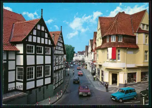 AK - Bünde Bahnhofstraße Fachwerkhaus Straßenszene - Blick auf Else Brücke