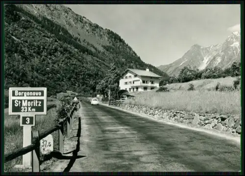Foto AK- Borgonovo Bregaglia Bergell Passstraße St. Moritz Hotel Pension Walther