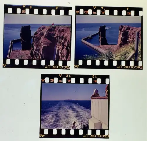 3x Original Agfacolor Dia - Helgoland Hochseeinsel Nordseeküste - Deutsche Bucht