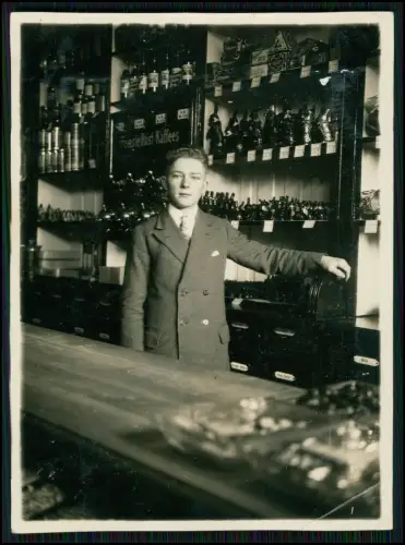 3x Foto - Ladenszene Tresen um 1930 - vermutlich Kaffeegeschäft oder Rösterei