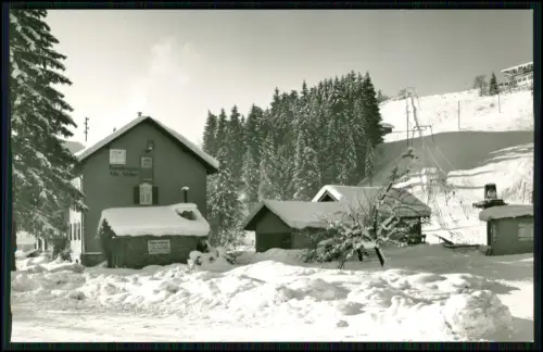 Echt Foto AK- Fischen im Allgäu - Blick auf Fremdenheim Villa Müller viel Schnee