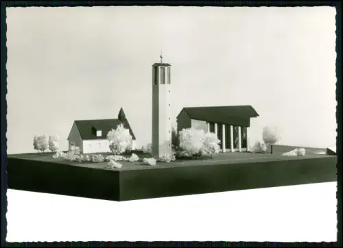 4x Foto AK - Lenzinghausen Spenge NRW - Architekturmodell d. evangelische Kirche