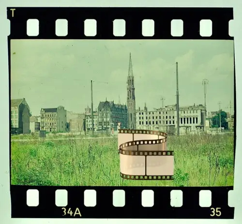 Agfacolor Dia - Blick auf Georgenkirche am Alexanderplatz Ost-Berlin DDR 1950er