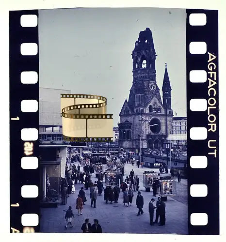 Agfacolor Dia Kaiser-Wilhelm-Kirche Breitscheidplatz Berlin Charlottenburg 1957