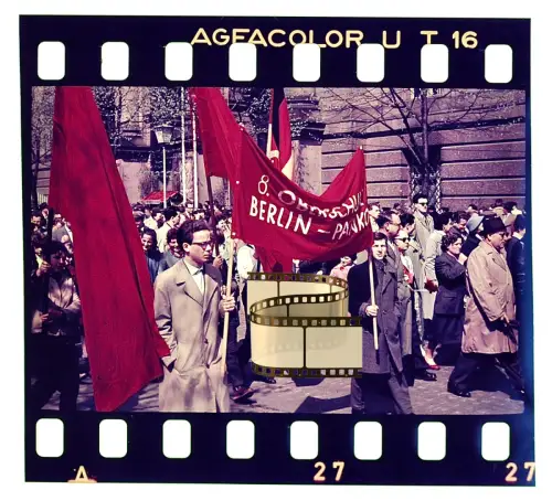 Agfacolor Dia - Berlin, DDR - Demonstration zum 1. Mai im Bezirk Pankow - 1950er