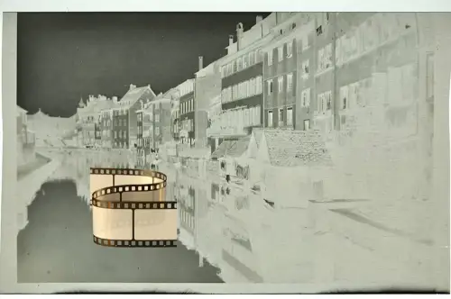 Orig. Negativ 9x6 - Straßburg Elsass - Quai Bateliers Schiffleutgasse Uferhäuser