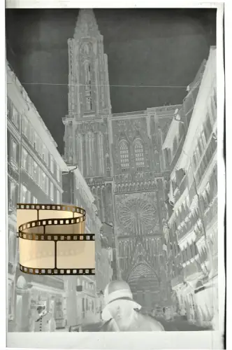 Orig. Negativ 9x6 - Straßburg Elsass, Rue des Merciers Blick Straßburger Münster