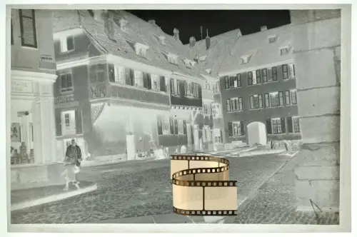 Orig. Negativ 9x6 - Colmar, Elsass, Altstadtansicht - Geschäft Kuntz Patisserie