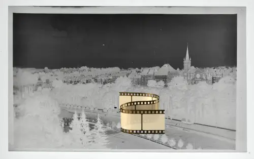 2x Orig. Negativ 9x6 Saarbrücken Panorama frühe Kriegszeit 1940 vor Luftangriffe