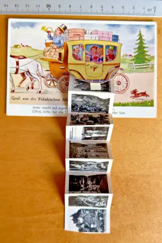 Leporello Fränkischen Alb farbige Titelillustration Reisekutsche Fahrgäste Hund