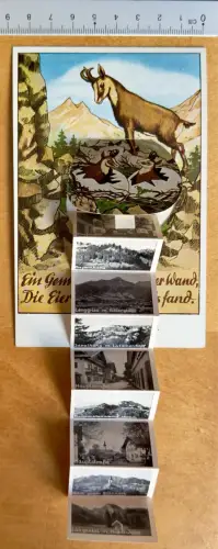 Leporello Lenggries - farbige Titelillustration einer Gams alpine Felslandschaft