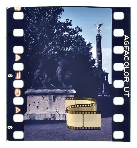 Agfacolor Dia - Berlin Tiergarten Bismarck Nationaldenkmal Figuren Siegessäule