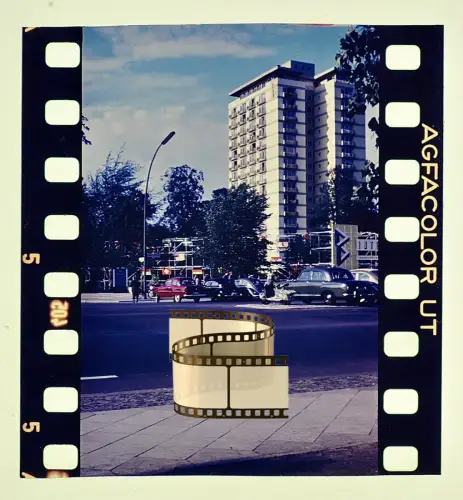 Agfacolor Dia - Berlin Wohnhochhaus Giraffe Klopstockstraße 2 im Hansaviertel