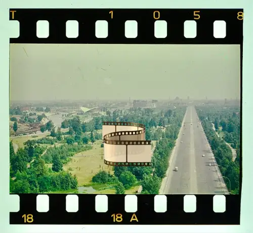 Agfacolor Dia - Berlin Luftbild Blick Tiergarten Brandenburger Tor Stadtzentrum