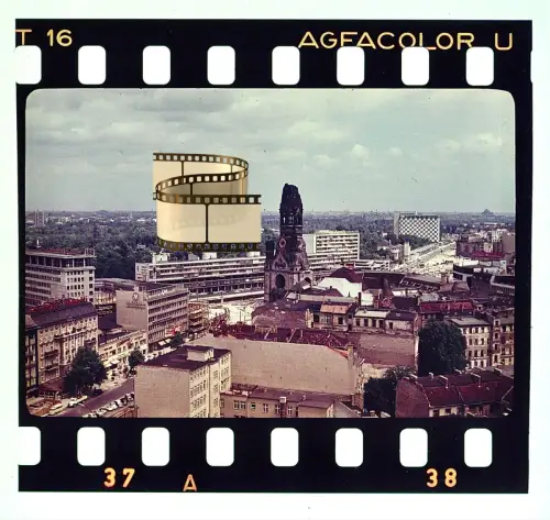 Agfacolor Dia- Luftbild Berlin-Charlottenburg Ruine Kaiser Gedächtniskirche 1956