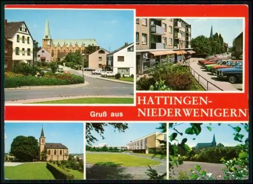 AK - Hattingen Niederwenigern - Kirche Ort Straßenbild, Parkplatz, Wohnhäuser