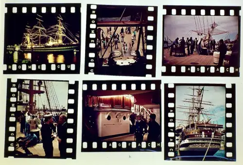 18x Farbdia - Amerigo Vespucci, italienisches Segelschulschiff Hafen Deck Marine