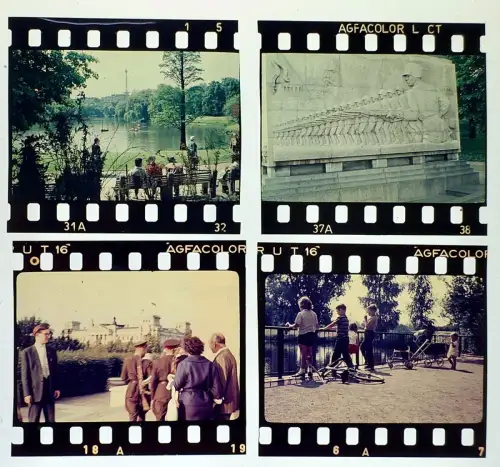 4x Farbdia Berlin Tiergarten Sowjetisches Ehrenmal Schloss Bellevue Spree 1950er