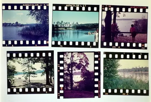 6x Farbdia - Berlin Wannsee Havel Seeufer Strandbad Segelboote Park uvm. 1950er