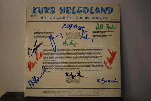 Helgoländer Karkfinken* ‎– Kurs Helgoland Mit Den Helgoländer Karkfinden " Seltenes Sammlerstück , von den Künstlern Hand signiert "