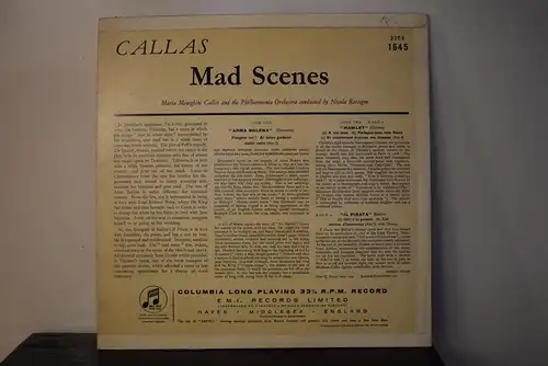 Maria Callas – Mad Scenes From Anna Bolena * Hamlet * Il Pirata "Historische Columbia Erstpressung von 1959 , Sammlerstück"