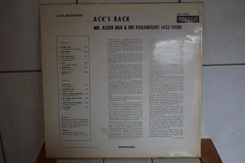 Acker Bilk And His Paramount Jazz Band – Ack's Back