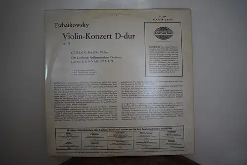 Tchaikovsky*, Giörgi Pauk*, Gunnar Stærn*, Das Londoner Philharmonische Orchester* – Violin Konzert D- Dur, Opus 35