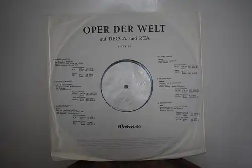 Oper der Welt auf Decca und RCA " Seltenes Sammlerstück , gemeinsame Werbeplatte der beiden Labels in bedrucktem Innencover verkauft "