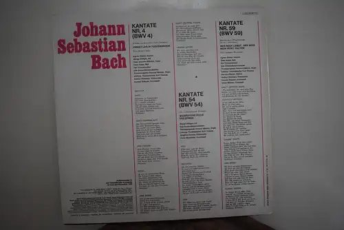 Johann Sebastian Bach ‎– Kantaten Nr. 4 "Christ Lag In Todesbanden" Nr. 54 "Widerstehe Doch Der Sünde" Nr. 59 "Wer Mich Liebet, Der Wird Mein Wort Halten"