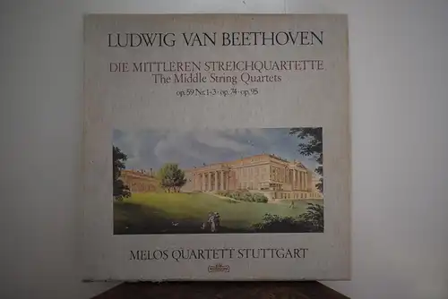 Ludwig van Beethoven, Melos Quartett Stuttgart ‎– Die Mittleren Streichquartette Op. 59 Nr.1-3 Op.74 Op.95 "Hochwertige 4 LP Sammlerbox , LPs in hervorragendem Zustand "