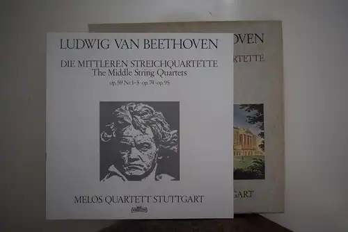 Ludwig van Beethoven, Melos Quartett Stuttgart ‎– Die Mittleren Streichquartette Op. 59 Nr.1-3 Op.74 Op.95 "Hochwertige 4 LP Sammlerbox , LPs in hervorragendem Zustand "