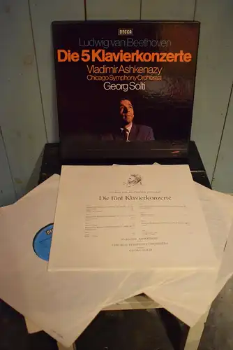 Ludwig van Beethoven, Vladimir Ashkenazy, Georg Solti, Chicago Symphony Orchestra ‎– Die 5 Klavierkonzerte "4 LP Box Set , LPs in Top Zustand "