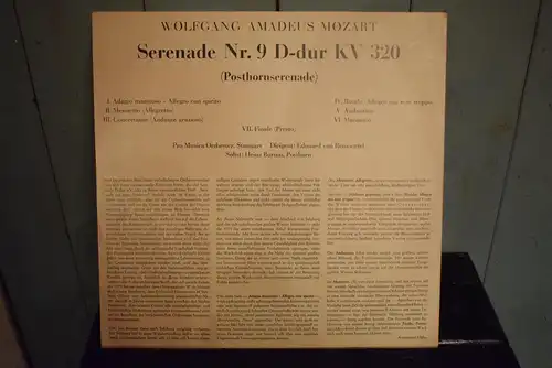 Wolfgang Amadeus Mozart, Pro Musica Orchester, Edouard Van Remoortel ‎– Serenade Nr. 9 D-dur KV 320 - Posthornserenade