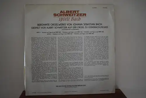 Bach, Albert Schweitzer ‎– Albert Schweitzer Spielt Bach