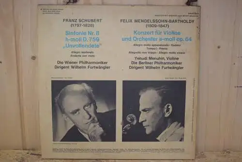 Schubert / Mendelssohn, Menuhin, Furtwängler ‎– Unvollendete / Violinkonzert