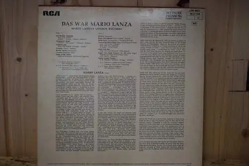 Mario Lanza ‎– Das War Mario Lanza (Mario Lanza's Golden Records)