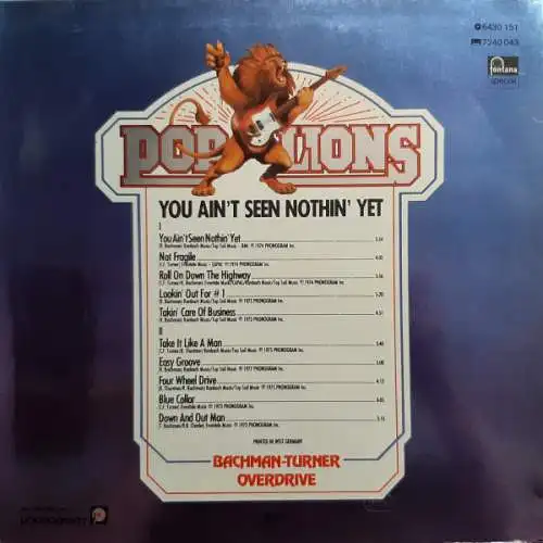 Bachman-Turner Overdrive ‎– You Ain't Seen Nothin' Yet