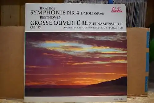 Johannes Brahms, Ludwig van Beethoven, Orchester Lamoureux, Paris, Igor Markevitch ‎– Sinfonie Nr. 4 E-Moll Op. 98, Grosse Ouvertüre Zur "Namensfeier" Op. 115